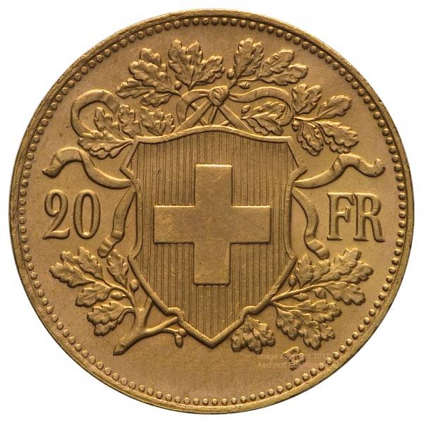 5,81 g fein Gold 20 SfR Vreneli Goldmünze Schweiz 1908