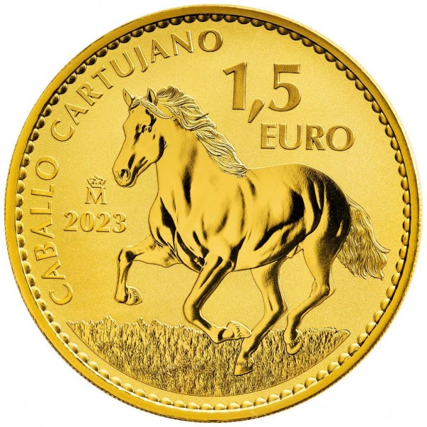 Ankauf 1 Unze (oz) Gold Kartäuser Pferd 2023 Goldmünze Spanien-Copy