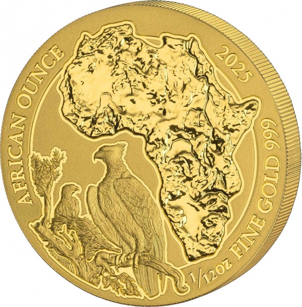 1/12 Unze (oz) Gold African Ounce Kampfadler Goldmünze 2025 Ruanda